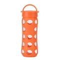 Grande bouteille d'eau en verre borosilicaté avec gaine en silicone orange et poignée - Orange