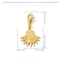 Technical drawing of a 24mm gold sunflower stainless steel pendant with dimensions and weight - Sunflower-YF052