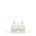 Elegante witte tweed handtas met gouden ketting en handvat voor dames mode - Wollen Wit