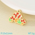 Golden stainless steel mushroom charm with colorful enamel and white polka dot accents - Style 18-Classic Red Orange Drip Oil Mushroom Style (KLJ9603-ZLA)