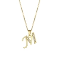 Collier en acier inoxydable plaqué or 18 carats avec pendentif lettre M et zircons - Lettre M