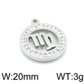 Polished silver stainless steel Virgo pendant with sparkling stones, 20mm diameter - Scorpio(KLJ3563-Z)