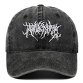 Gorra de béisbol Gothic lavada con bordado punk hip-hop en gris oscuro y blanco - Negro