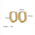 Détails des dimensions 12mm x 18mm et du poids 1,8g des boucles d'oreilles dorées - Style Rectangle (TE6031-7-18)
