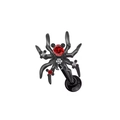 Gothic spider stud earring in black metal with sparkling red and white zircon gemstones - Spider Design (#1)