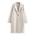 Cappotto in lana beige da donna con bottone elegante e classico bavero a lancia - XS / Bianco