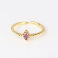 Detail of adjustable gold ring with marquise-cut purple stone and vintage texture - Purple Marquise Vintage Texture Gold Style (Style 19 Gold)