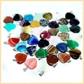 Surtido de colgantes de corazón de cristal natural con cierres plateados para joyería - Jaspe Rojo