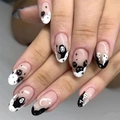 Halloween plaknagels met No Face-motief en roetgeestjes uit de film Spirited Away - No Face Man IP Stijl (LC1237) / Gelee Lijm Tool Kit (24 Stuks/Verpakking)