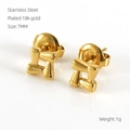 Golden geometric knot stud earrings in 18K gold-plated stainless steel 7mm size - 623 Grid