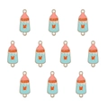Macro detail of ten pink and blue enamel baby bottle charms for DIY jewelry making - 7# Milk Bottle / 10 Pieces Pack