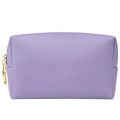 Borsa trucco viola in pelle Saffiano portatile con doppia cerniera dorata e impermeabile - Piccolo / Viola Taro