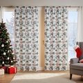 Blackout Christmas curtains with green trees and red snowflakes for festive decor - W140*H100 One Piece / White Tree