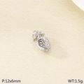 Silver pineapple pendant with zircons for jewelry making, dimensions 12x6mm and 1.5g - Silver Full Rhinestone Pineapple (KLJ10813-Z)
