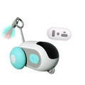 Electric interactive cat toy with feathers and remote control in sleek black and white - Blue Smart Car (Remote Dual Mode)