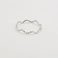 Minimalist silver wave ring with hand-hammered texture made of durable titanium steel - Silver / US 7