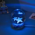 3D laser-engraved starfish crystal ball night light with astronaut lunar base and blue LED - Starfish-6cm Ball