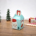 Blue and red Christmas gift box featuring Santa Claus for apples and holiday snacks - S8826 Green Santa / Flat Shipping
