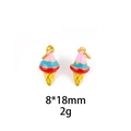 Detailed view of colorful 8x18mm ice cream charms with gold-plated metal base - No.7 Three-color Cone