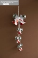 Red and white Christmas bell hanging ornament with glitter finish and mesh bow decoration - 50CM Bell String / Red & White