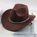 Dark brown felt cowboy hat featuring a sparkling rhinestone band on fashion magazines - One Size 57-58cm / Four-Row Rhinestone Band / Coffee