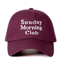 Klassieke bordeauxrode Sunday Morning Club geborduurde katoenen baseballpet met verstelbare riem - Bordeauxrood