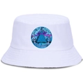 Cappello a secchiello in cotone bianco per uomo e donna con grafica a piramide colorata - Adulto (56-58CM) / Bianco