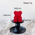 Red rose bear scented candle on black stand, 6x5x4cm size and 57g weight specs - Small Bow Bear (COCO Scent) / Red