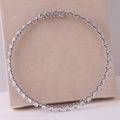 Elegant silver choker necklace featuring a full row of sparkling clear zircon stones - Oval Zirconia / Silver
