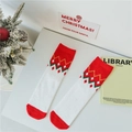 Feestelijke rood-groene koraalvlies kerststokken met dik en warm thermisch pluche materiaal - Eén maat / Rood en Witte Golf