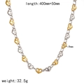 Detail showing 400mm+50mm length and 9mm width of the heart link chain necklace - Two-tone Heart Necklace (TN60525-M)