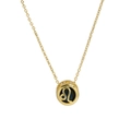 Brass Leo constellation necklace with deep blue round birthstone in golden finish - Leo
