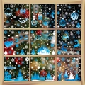 Blue watercolor Christmas window clings featuring reindeer, snowflakes and snowy town - [9 Sheets Combo] BQ(400-403)+405+408+(410-412)