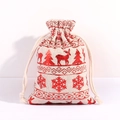 Weihnachtlicher Jutesack mit rotem Glitzer-Rentier, Schneeflocken und Kordelzugverschluss - Rot Schneeflocke Rentier