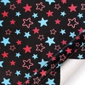 Gift wrapping paper with red and blue stars on a black background for holiday DIY - Colorful Stars