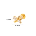 Golden butterfly labret earring with white zircon stones and flat back design - Bowknot (0155-1#) / Gold