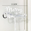 Topper per torta Merry Christmas in acrilico a specchio argento largo 11,5 cm - Stile 265 / Argento