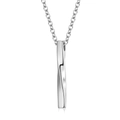 Polished silver Mobius strip pendant necklace with long chain in minimalist style - Silver Twisted Pillar + 60cm Chain