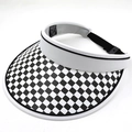 Women checkerboard empty top sun hat with large brim and adjustable elastic back strap - M (56-58cm) / White