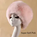 Detail of pink super soft faux fur winter hat on a mannequin showing fluffy plush texture - Light Pink