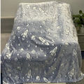 Coperta luminosa in flanella blu con razzi spaziali e motivi di pianeti fosforescenti - Astronave Stellata / 100*150cm