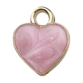 Pink heart-shaped resin pendant with gold-plated metal edges for DIY jewelry making - 1Pc Heart Shape 9x12mm