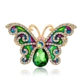 Colorful butterfly brooch with green teardrop stone and crystal pavé on gold base - Magic Oil Drip Water Drop Pendant