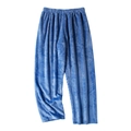 Loose blue flannel pajama pants with thick fleece and comfortable elastic waist - M / Sea Blue