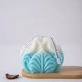 Blue and white gradient wave textured scented candle with best wishes ribbon decoration - Wave Pattern 3 / Blue