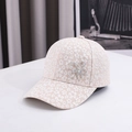 Women's cream floral lace baseball cap with sparkling rhinestone flower decoration - Khaki