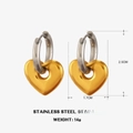 Zweifarbige Edelstahl-Herzohrringe in Gold und Silber, Größe 2,5 cm hoch, 14g Gewicht - Bicolor Gold Herzohrringe