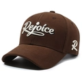Brown baseball cap with Rejoice 3D embroidery and structured cotton twill fabric - Adjustable / Coffee