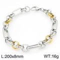 Bracciale in acciaio al titanio bicolore con anelli intrecciati oro e maglie argento - Bicolore Argento Oro (Stile 192)