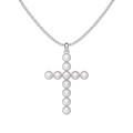 Elegant S925 sterling silver cross pendant necklace with white pearl inlay for women - Silver Full Pearl Cross